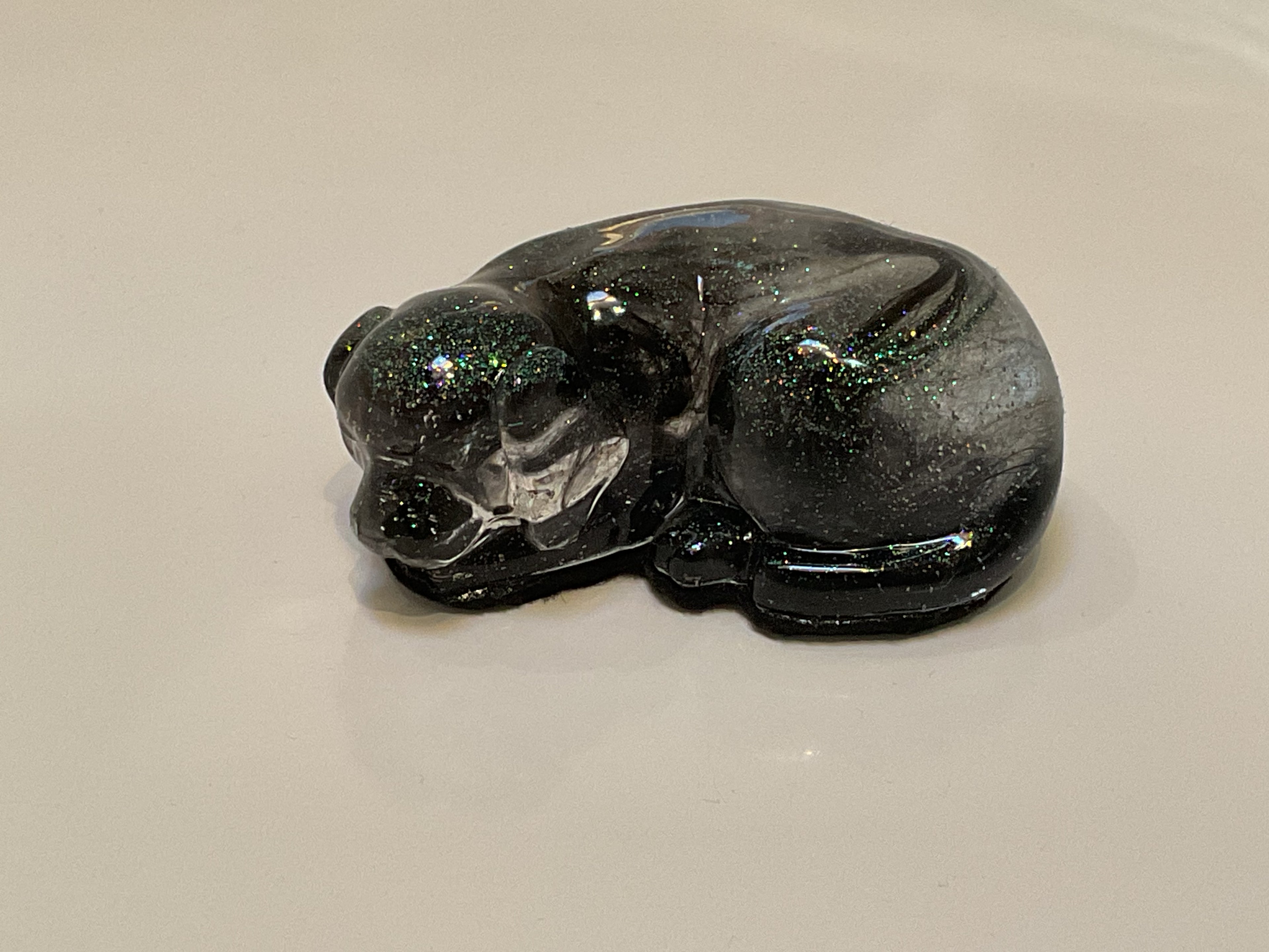Resin Lying Dog Figurine Pet Fur or Ashes