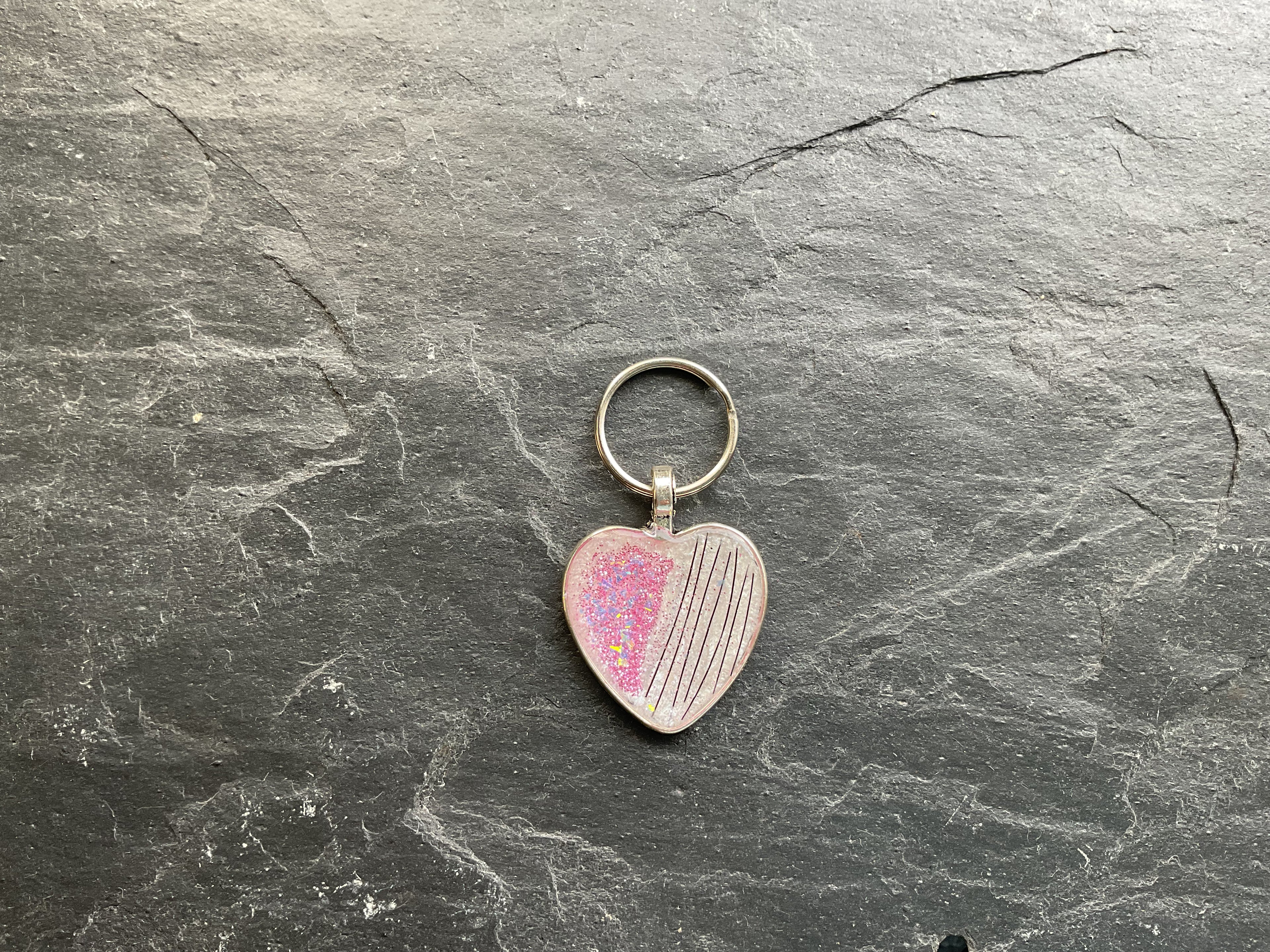 Silver Heart Keyring with Horse Hair Fur or Ashes