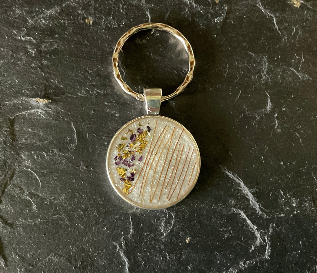 Silver Round Keyring with Horse Hair Fur or Ashes