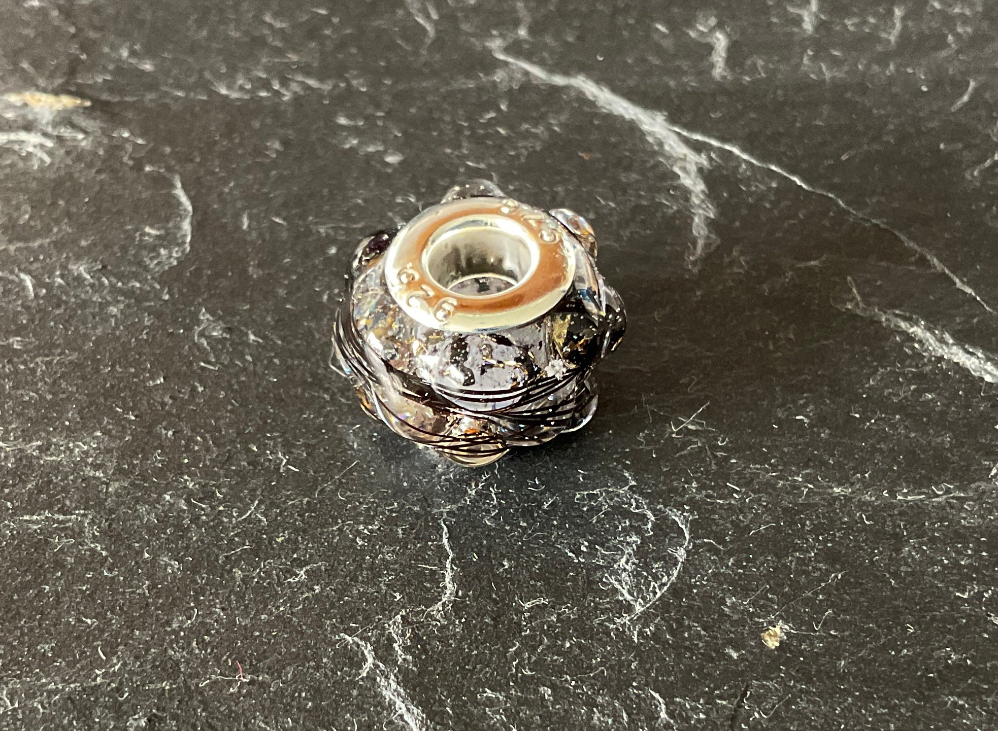 Horse Hair Bubbly Pandora European Bead Charm made with Horse or fur