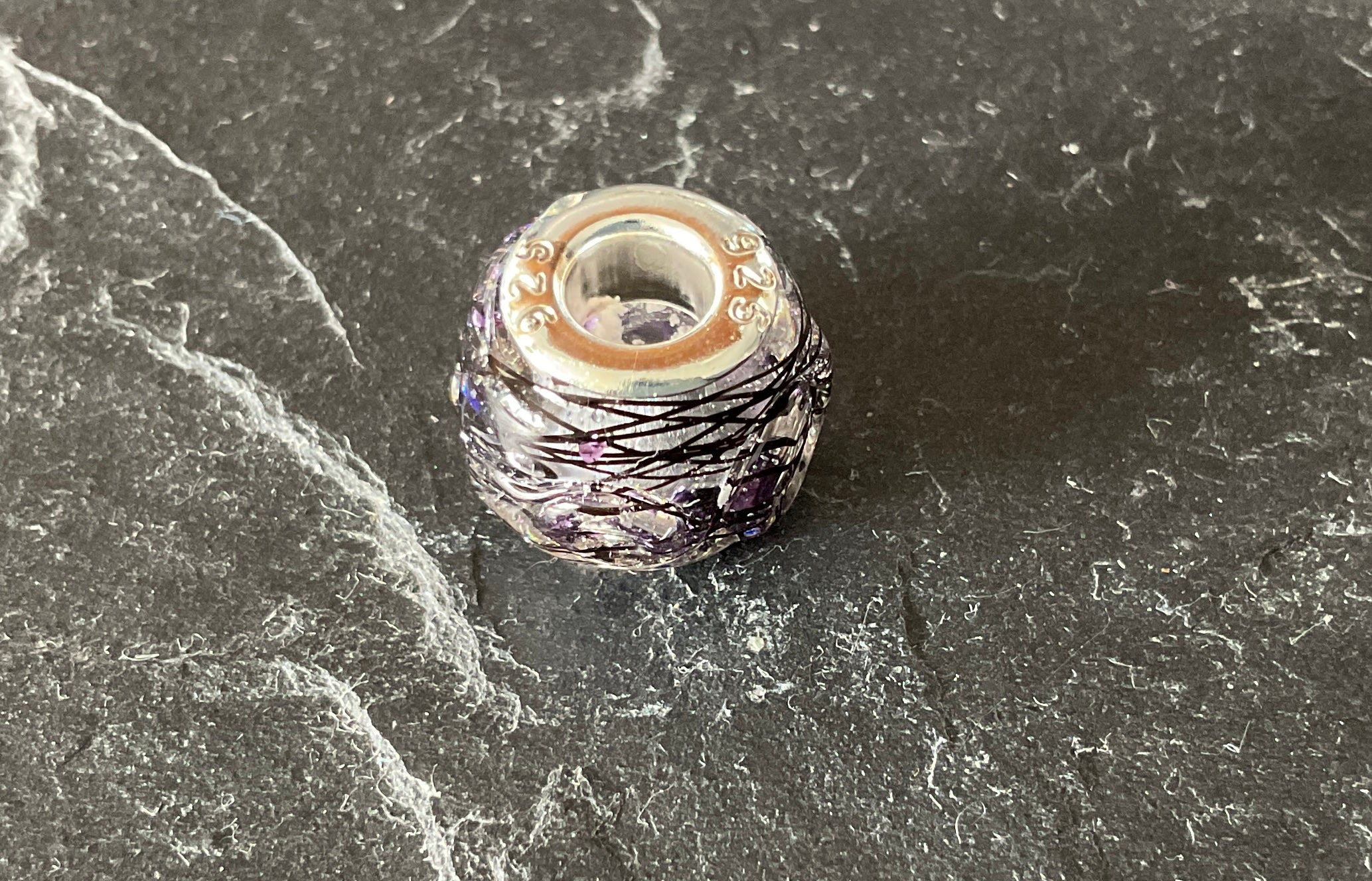 Horse Hair Swirl Pandora European Bead Charm made with Horse or fur