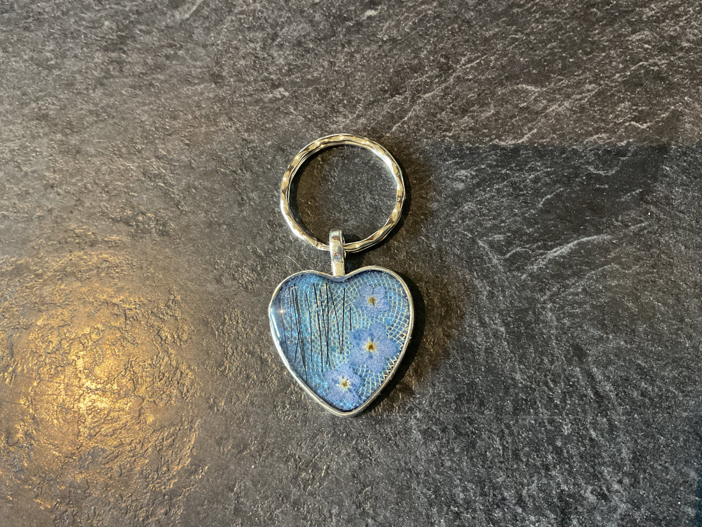 Silver Heart Keyring with Horse Hair Fur or Ashes