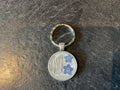 Forget me not Flowers in Silver Round Keyring with Horse Hair Fur or Ashes