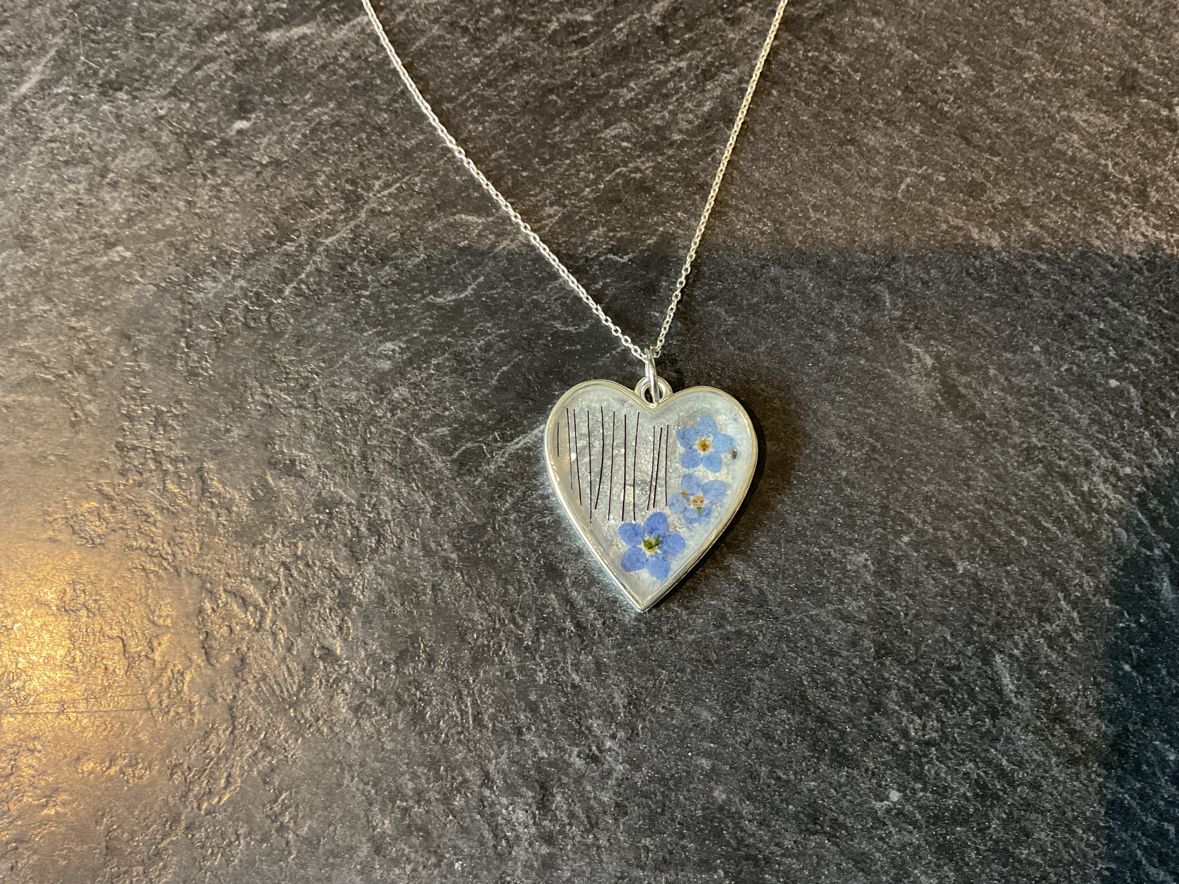 Silver Alloy Heart Necklace with Horse Hair/ Fur or Ashes