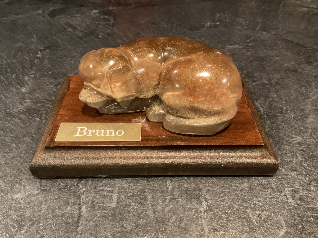 Resin Lying Dog Figurine Pet Fur or Ashes