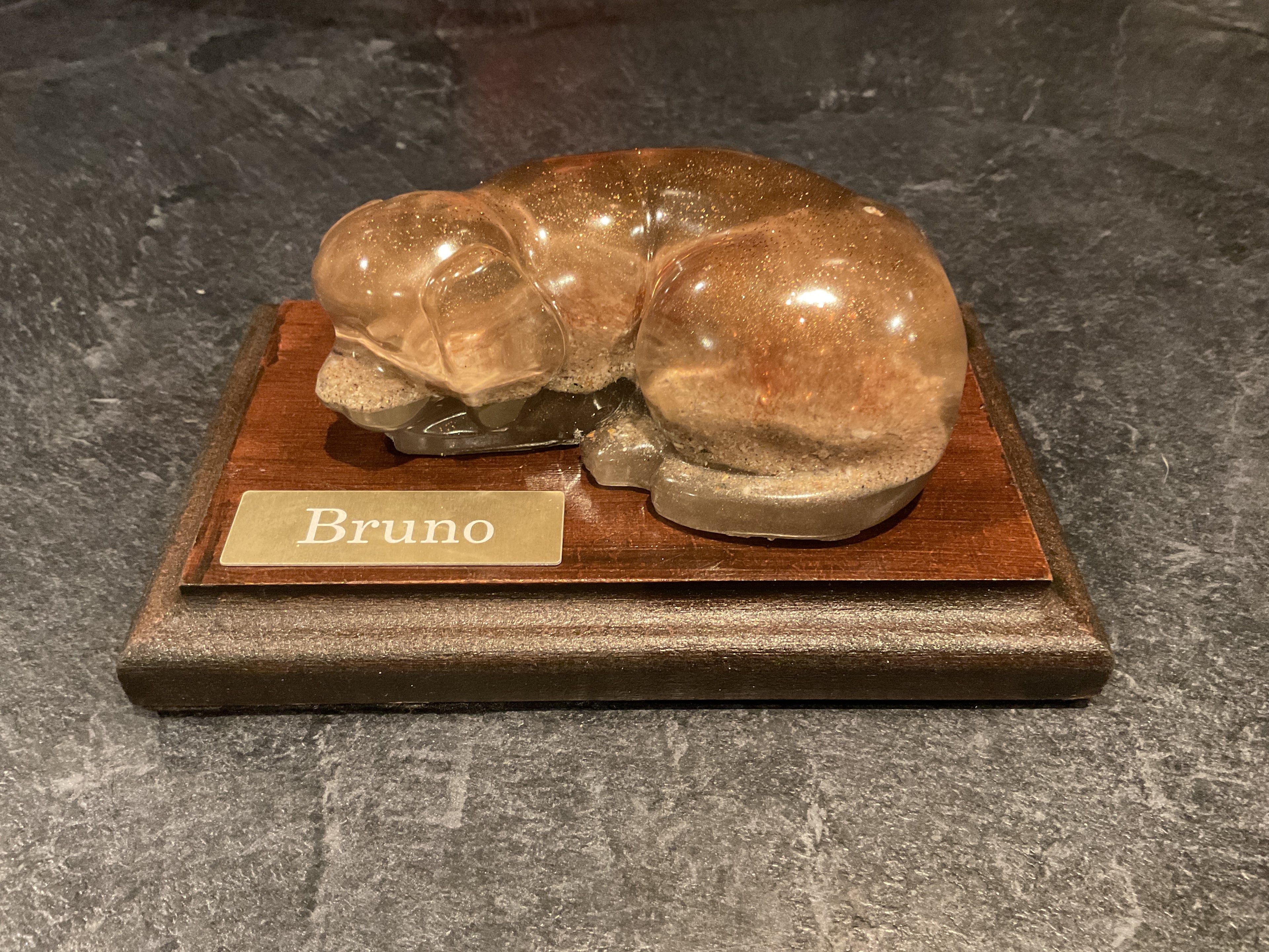 Resin Lying Dog Figurine Pet Fur or Ashes