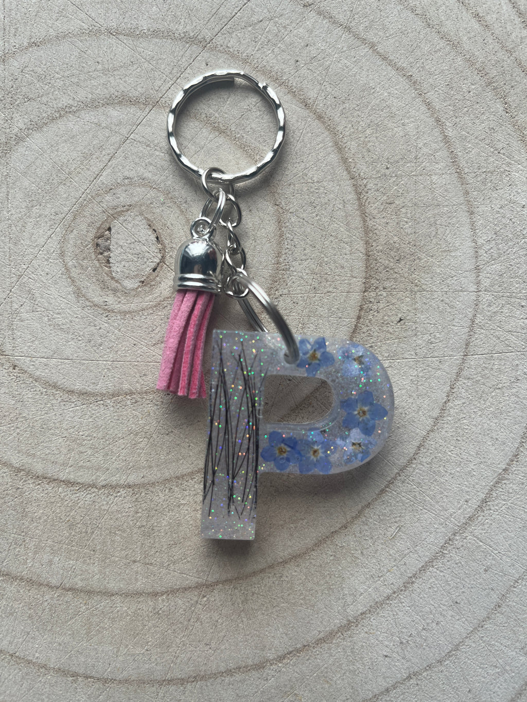Resin Letter Keyring with Horse Hair, fur or Ashes