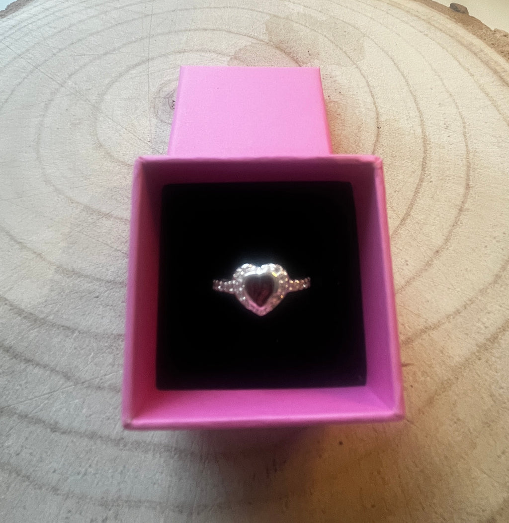 Solid Silver CZ Heart Ring with  Horse Hair, Pet Fur or Ashes