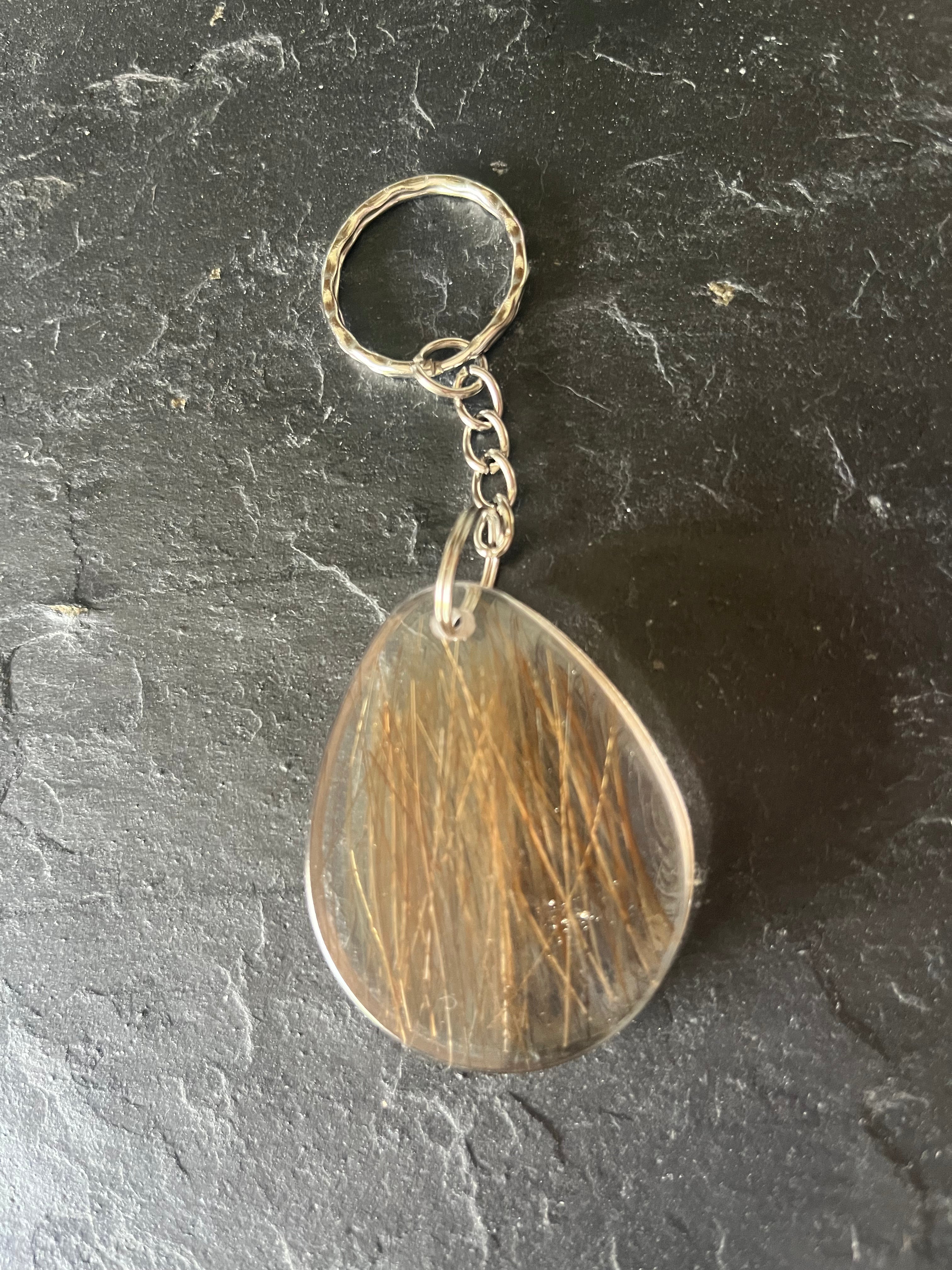 Teardrop Resin Pendant Keyring with Horse Hair Pet Fur/Ashes