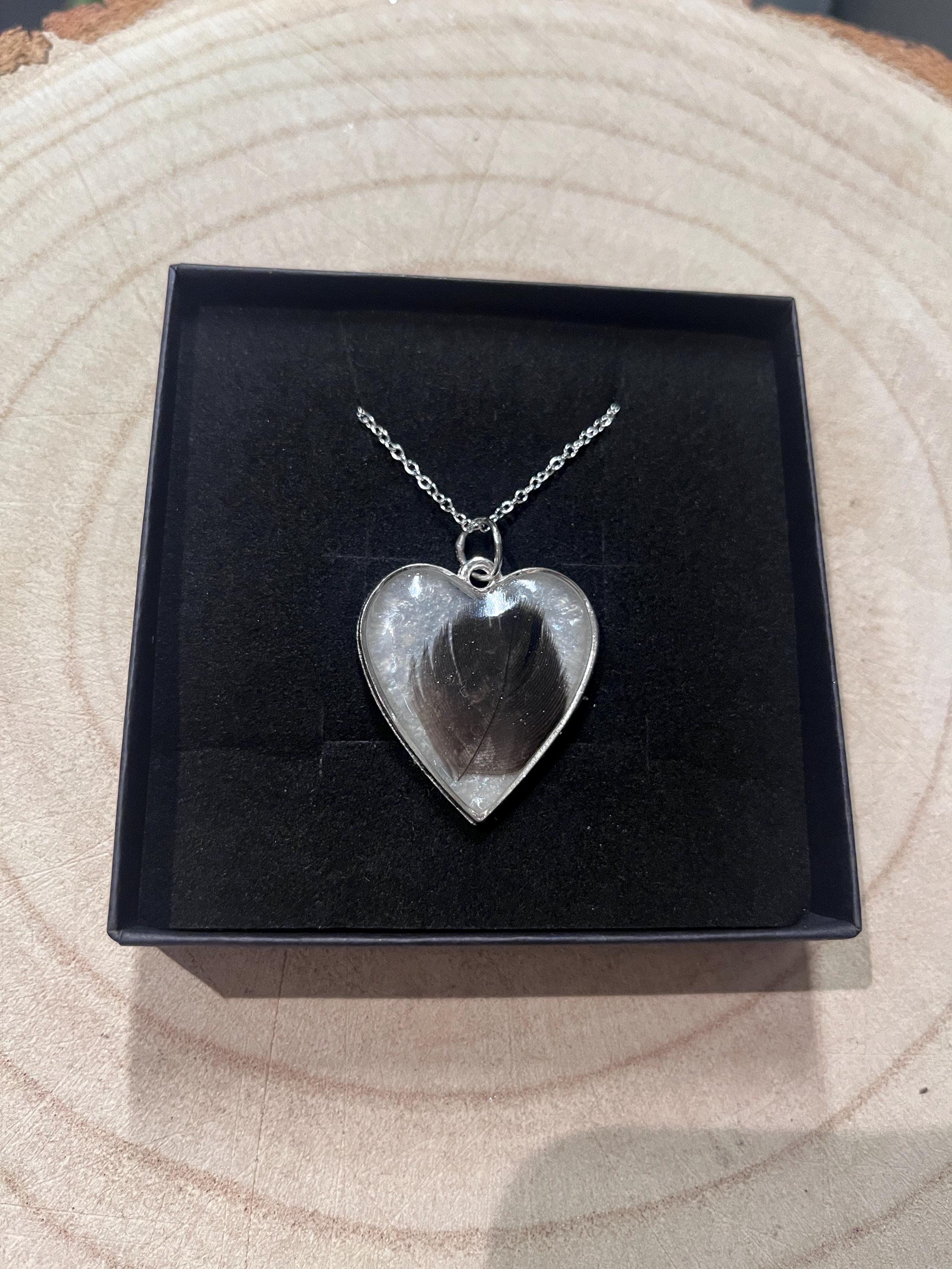 Silver Alloy Heart Necklace with Horse Hair/ Fur or Ashes